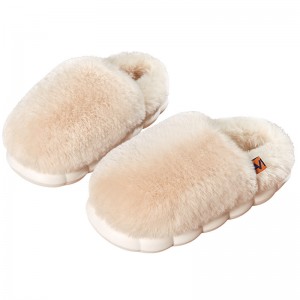 Wool cotton slippers women’s indoor couple home a pair of warm thick bottom, puffy cat feeling, simple autumn and winter non-slip