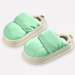 Thick-soled cotton slippers for women in winter with a simple feeling of stepping on shit for couples indoor home anti-slip waterproof down cloth cotton slippers for men