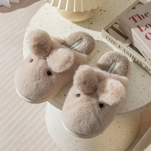 slippers women’s home indoor can be cozy warm non-slip cotton slippers winter thickened plush net red
