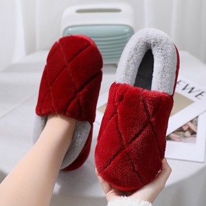 Home cotton slippers women’s winter home thermal bag with simple indoor thick bottom non-slip plush cotton drag wholesale batch