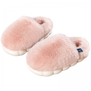 Wool cotton slippers women’s indoor couple home a pair of warm thick bottom, puffy cat feeling, simple autumn and winter non-slip