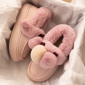 Outer wear cotton slippers women winter thick bottom snow boots plus velvet thick warm bag with cotton slippers factory
