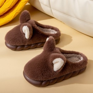 Cotton slippers men’s autumn and winter cartoon home thick-soled indoor warm and fleece couple cotton slippers women