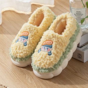 Cute cartoon bag with cotton slippers women’s home indoor couple anti slip warm cotton shoes stock wholesale