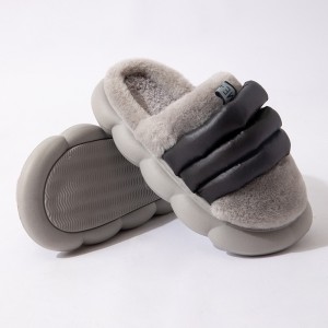 Cotton slippers men winter Baotou plus velvet thick soft bottom couples warm indoor home wool slippers women