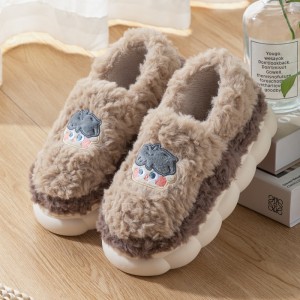 Cute cartoon bag with cotton slippers women’s home indoor couple anti slip warm cotton shoes stock wholesale