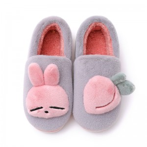 Rogue rabbit cotton slippers women’s autumn and winter home bag and indoor household thick bottom non-slip plush warm outer wear