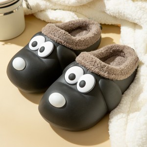 Cotton slippers women winter indoor plus velvet warm home couple stepping on shit cute cartoon cotton slippers men