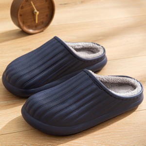 Waterproof cotton slippers women’s winter indoor home anti-slip warm couple plush soft bottom stepping on shit cotton slippers men