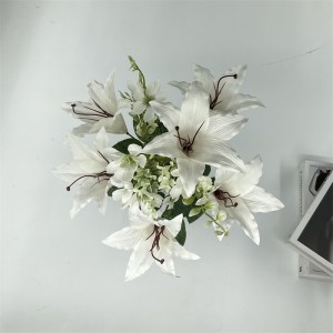 7 Fork Factory New Popular Artificial Flower Lily Double Head Decorative Flower Lily Film Material Wedding Decoration Silk Lily