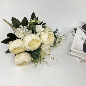 white Artificial Peony Bouquet 13 Head Flowers Home Wedding Decor