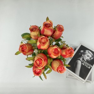 hot selling Wholesale High Quality 10 Heads Silk Flower Bunch Artificial Flower Rose Bouquet