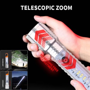 Magneettinen pohja UV-taskulamppu Zoomattava varoitusvalo LED-taskulamput