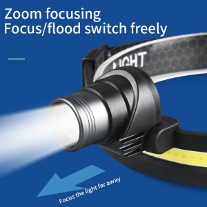 Popular rechargeable waterproof LED induction zoom headlights
