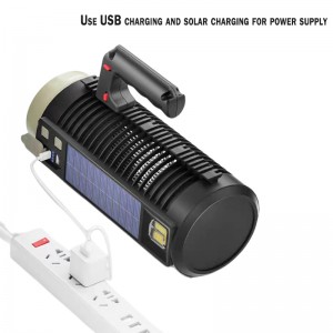 Multifunctional solar sauro hujja USB searchlight hasken zango