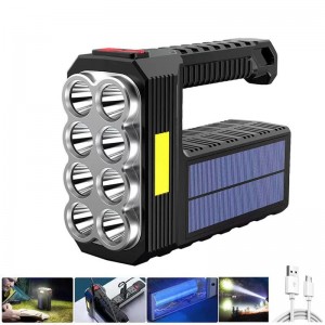 Built-in Life Waterproof USB Solar Rechargeable Led Flashlight Solar Searchlight