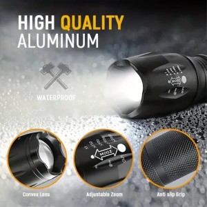 LED scalable tactical aluminum alloy flashligh zoom set flashlight