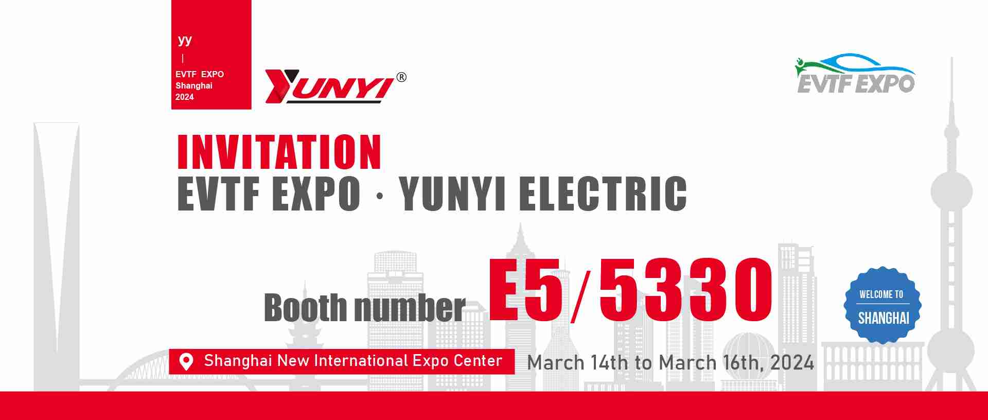 Welcome to visit YUNYI’s stand in 16th EVTECH EXPO 2024