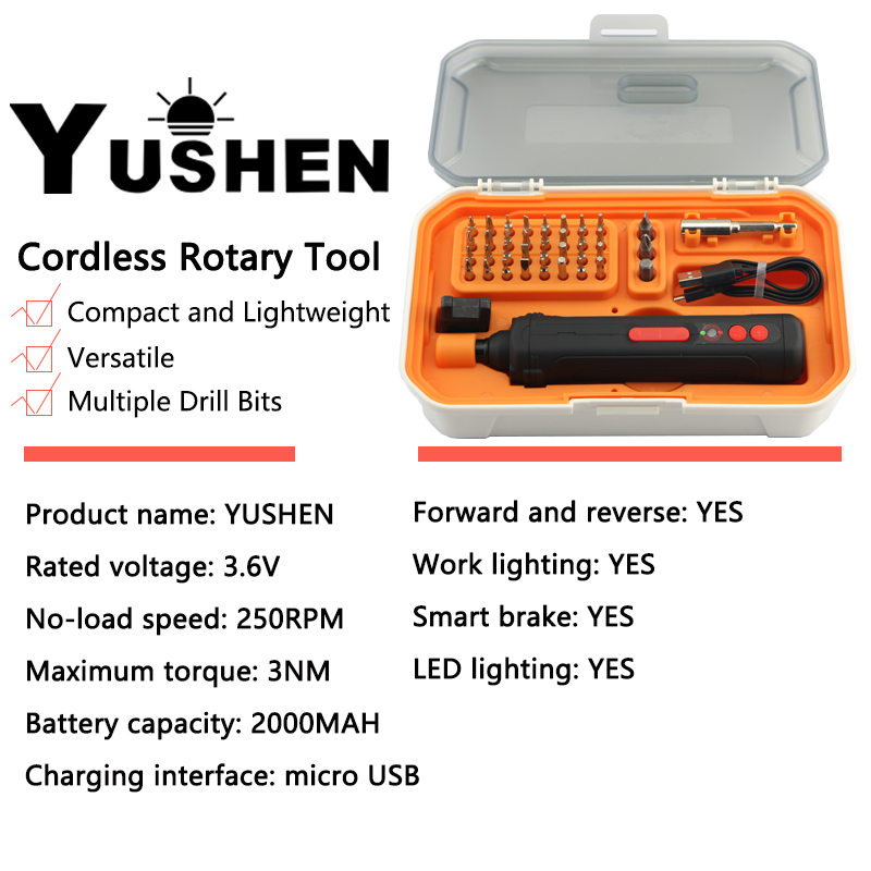 Cordless Electric Screwdriver Set with Led Lights and USB Cable 36 in 1 Portable Magnetic Rechargeable Repair Screwdriver Tool Kit