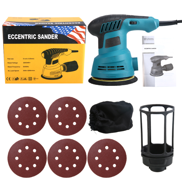 125mm Rotary Orbit Sander 300W Electric Grinder Machine with Dust Collector