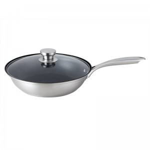 11 inch 18/10 Stainless Steel Nonstick Frying Pan with Tempered Glass Lid, Chicken Fryer
