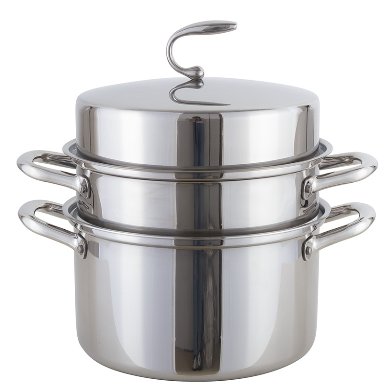 8Qt Premium 304 Tri-Layer Stainless Steel Steamer with Metal Lid and Handle, 28cm 1