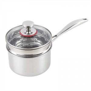YUTAI Tri-Ply Whole-Clad Stainless Steel Sauce Pan with Steamer Basket