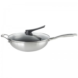 YUTAI  13.4 inch 18-10 Stainless Steel Multi-Ply Clad Wok ,Dishwasher and Oven Safe