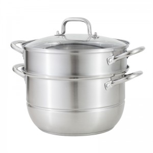 YUTAI 26-36CM 3-layer stainless steel household steamer with glass lid and steel handle