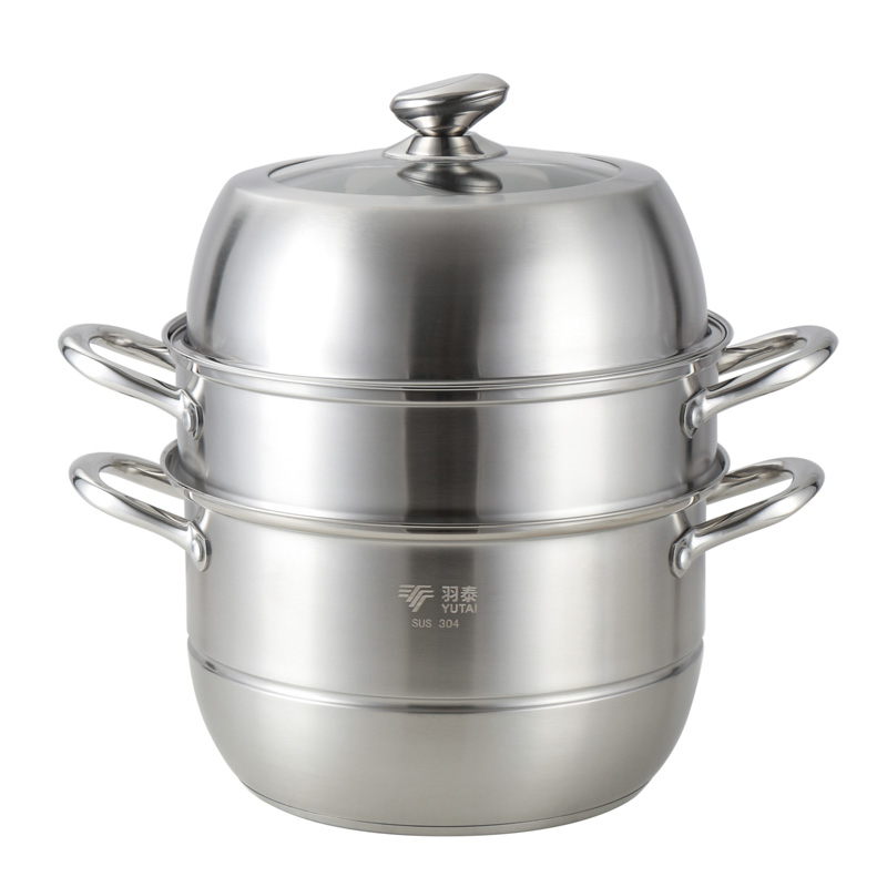 YUTAI 26-36CM SUS304 three-layer stainless steel steamer with heightened stainless steel lid (1)