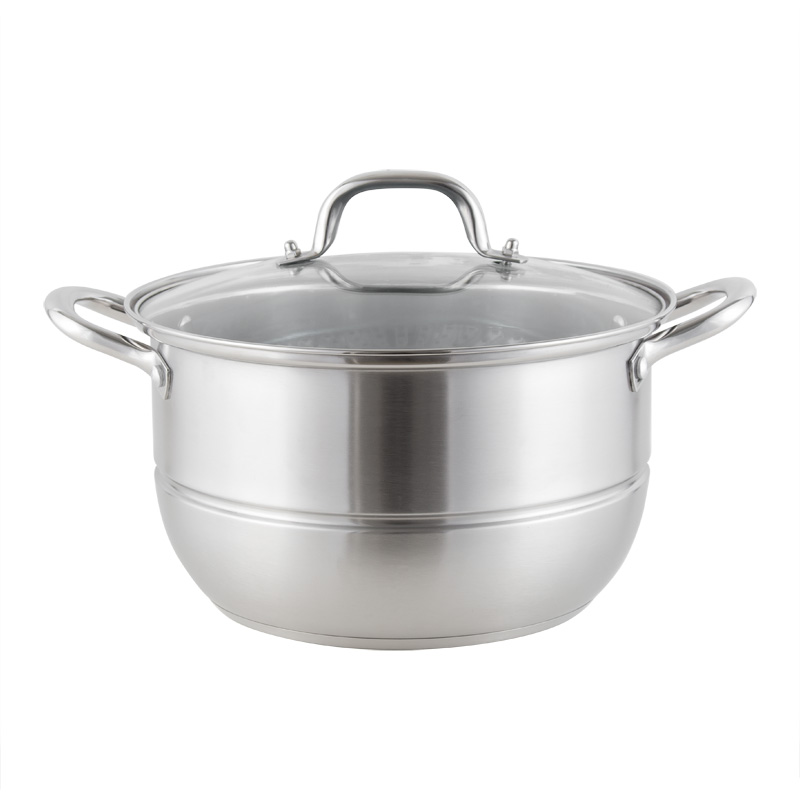YUTAI 26-36CM Two-tier stainless steel steamer with glass lid