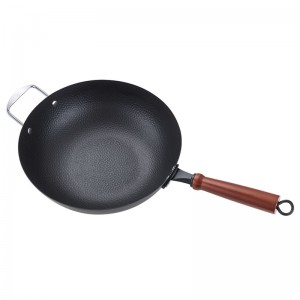 YUTAI 30-34 cm hammered iron wok wok with wooden handle