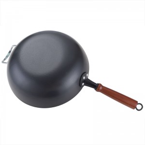 YUTAI 30-34 cm hammered iron wok wok with wooden handle