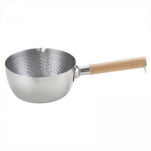 Yutai 2 Quart Stainless Steel Traditional Japanese Saucepan with Wood Handle