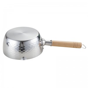 Yutai 2 Quart Stainless Steel Traditional Japanese Saucepan with Wood Handle