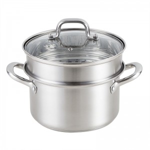 Low MOQ for Large Camping Pot - Yutai Stock Pot Stainless Steel Pot with Double Handle, Soup Cooking Pot with steamer ,Induction Compatible – Yutai