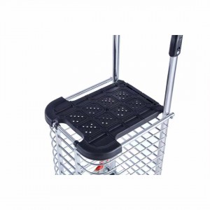 Foldable aluminum utility shopping cart stair climbing trolley with basket