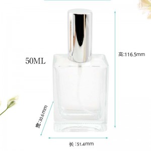 Custom Classic Clear Luxury Square 30ml 50ml Wholesale Empty Glass Perfume Bottle with High Quality Cap