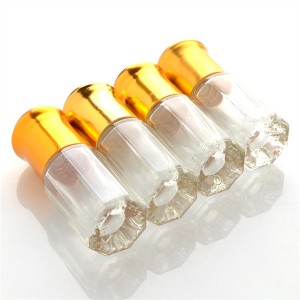 Slim 10ml Perfume Oil Roller Glass Bottles Supplier –  3ml Clear Glass Attar Bottle With Golden Gem Cap – Hongyuan