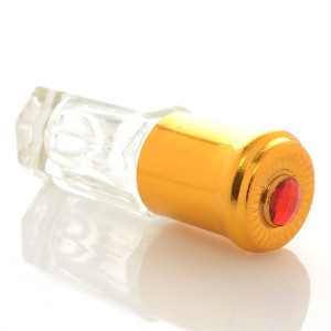 3ml Clear Glass Attar Bottle With Golden Gem Cap