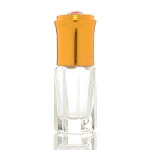 3ml Clear Glass Attar Bottle With Golden Gem Cap