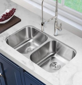 Double bowl stainless steel kitchen sink
