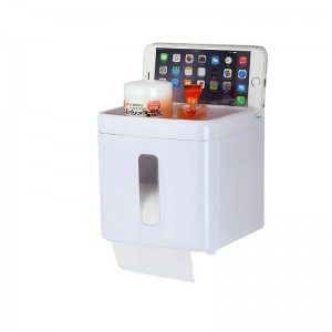 White Plastic Toilet Paper Dispenser Towels Tissue Box Holder with storage shelf