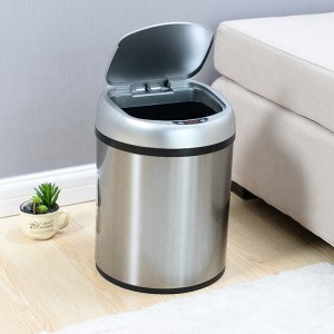 Stainless Steel Waste Bin Inductive Trash Bin Large capacity Home Metal Trash Can