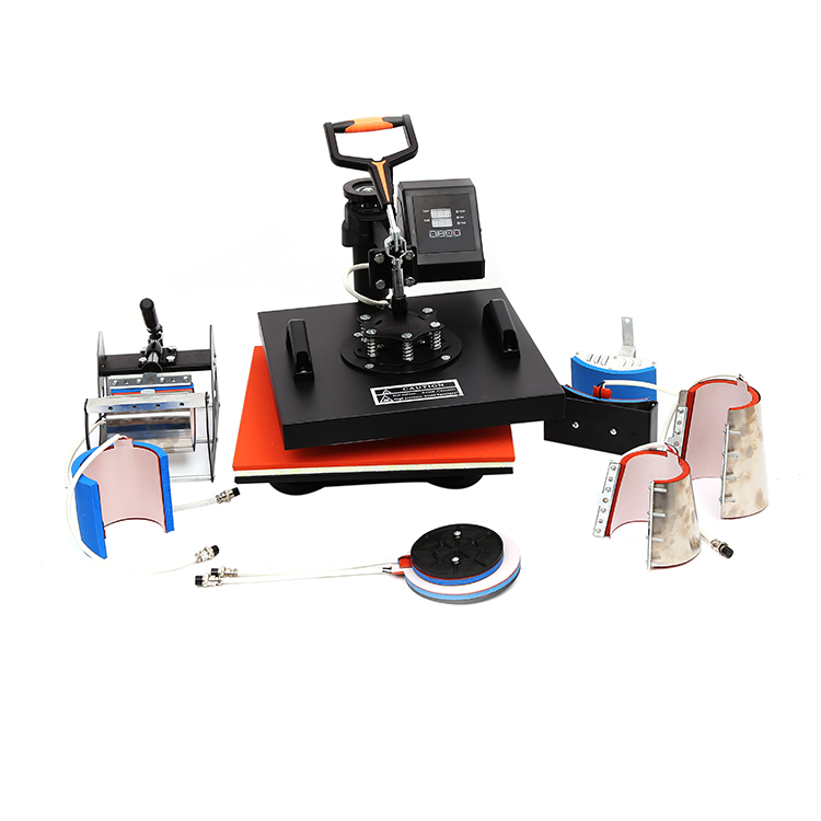 Display Swing Heat Press Machine 8 1 for T shirt Mug Cap Hat Plate Case Puzzle Bag Sublimation Printing