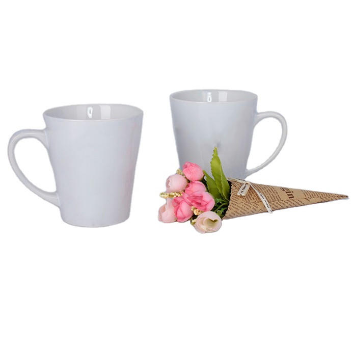 12oz Wholesale White Tapered Custom Mugs Ceramic Sublimation Travel Mug