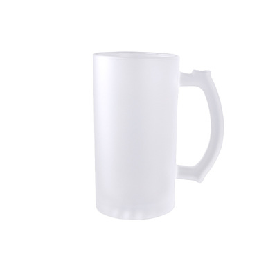 Wholesale sublimation glass beer mugs 16oz handle frosted glass mug with custom logo Sublimation Beer Glass cup