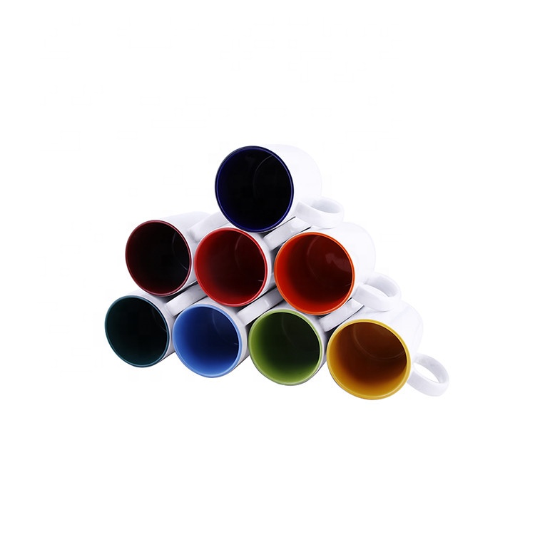 11oz Inside color Sublimation mug,Promotional Gift 11oz Sublimation Printing Colorful Glazed Coffee Ceramic Mug