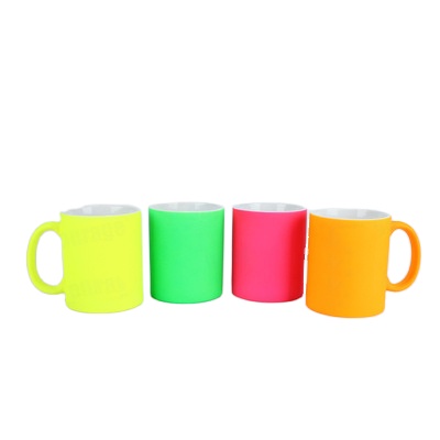 11oz Color Fluorescence Heat Press Printing Blanks Sublimation Ceramic Coffee Mug With Handle