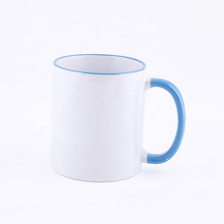 Hot Selling 11oz 312ml Blue White Top Quality  Beauchyone White Sublimation Custom logo Ceramic Mug Coffee Mug